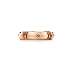 Tiffany & Co. Atlas® X Closed Narrow Ring in Rose Gold with Diamonds, 4.5 mm Wide | ^ Rings|Men's Jewelry