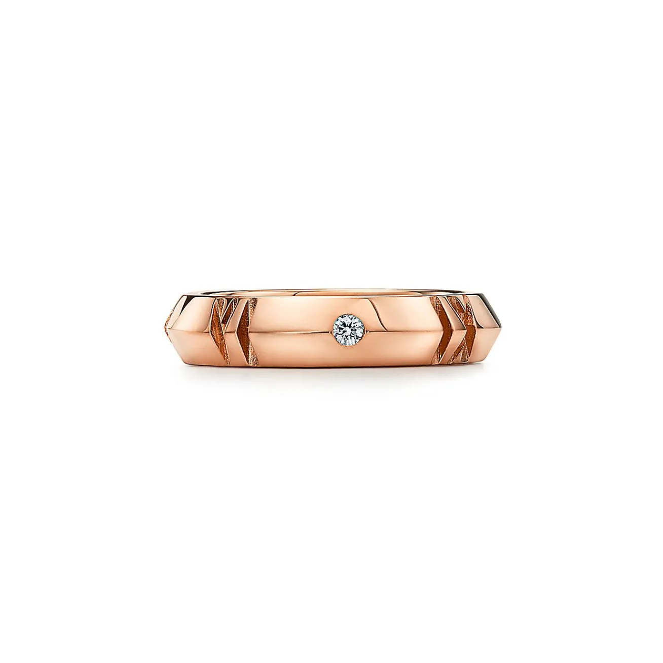 Tiffany & Co. Atlas® X Closed Narrow Ring in Rose Gold with Diamonds, 4.5 mm Wide | ^ Rings|Men's Jewelry