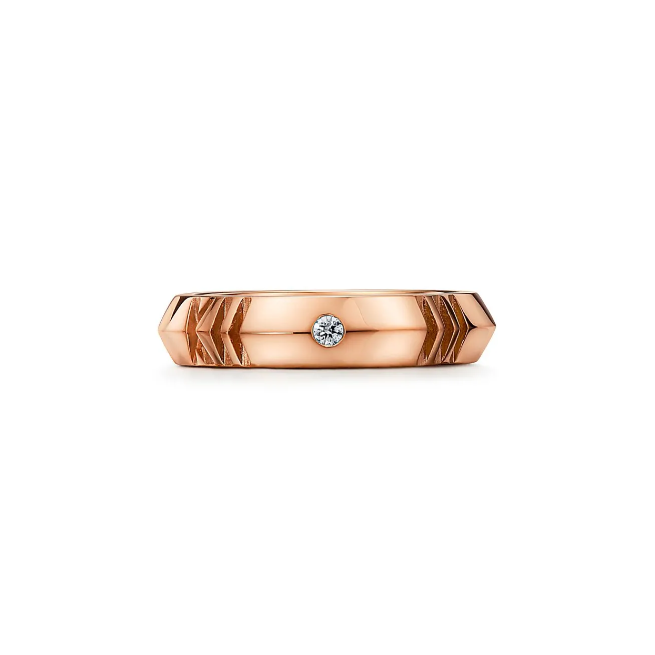 Tiffany & Co. Atlas® X Closed Narrow Ring in Rose Gold with Diamonds, 4.5 mm Wide | ^ Rings|Men's Jewelry