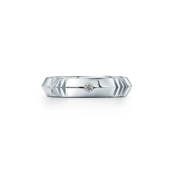 Tiffany & Co. Atlas® X Closed Narrow Ring in White Gold with Diamonds, 4.5 mm Wide | ^ Rings|Men's Jewelry