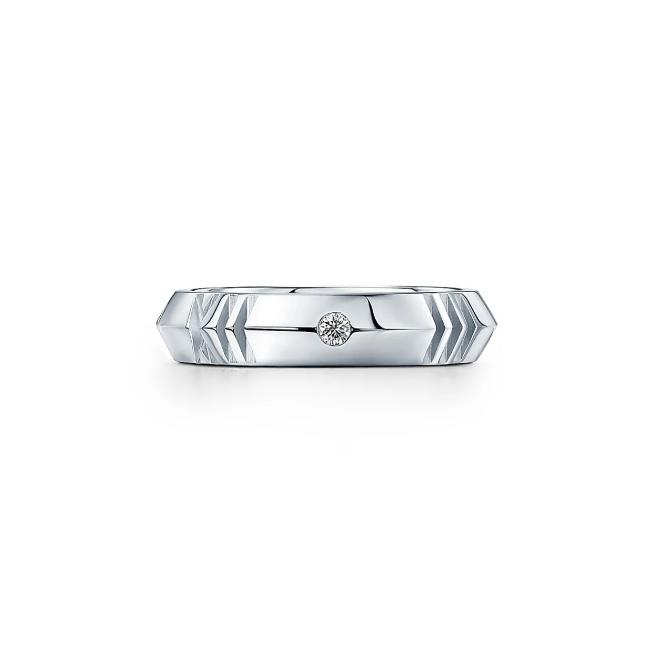 Tiffany & Co. Atlas® X Closed Narrow Ring in White Gold with Diamonds, 4.5 mm Wide | ^ Rings|Men's Jewelry