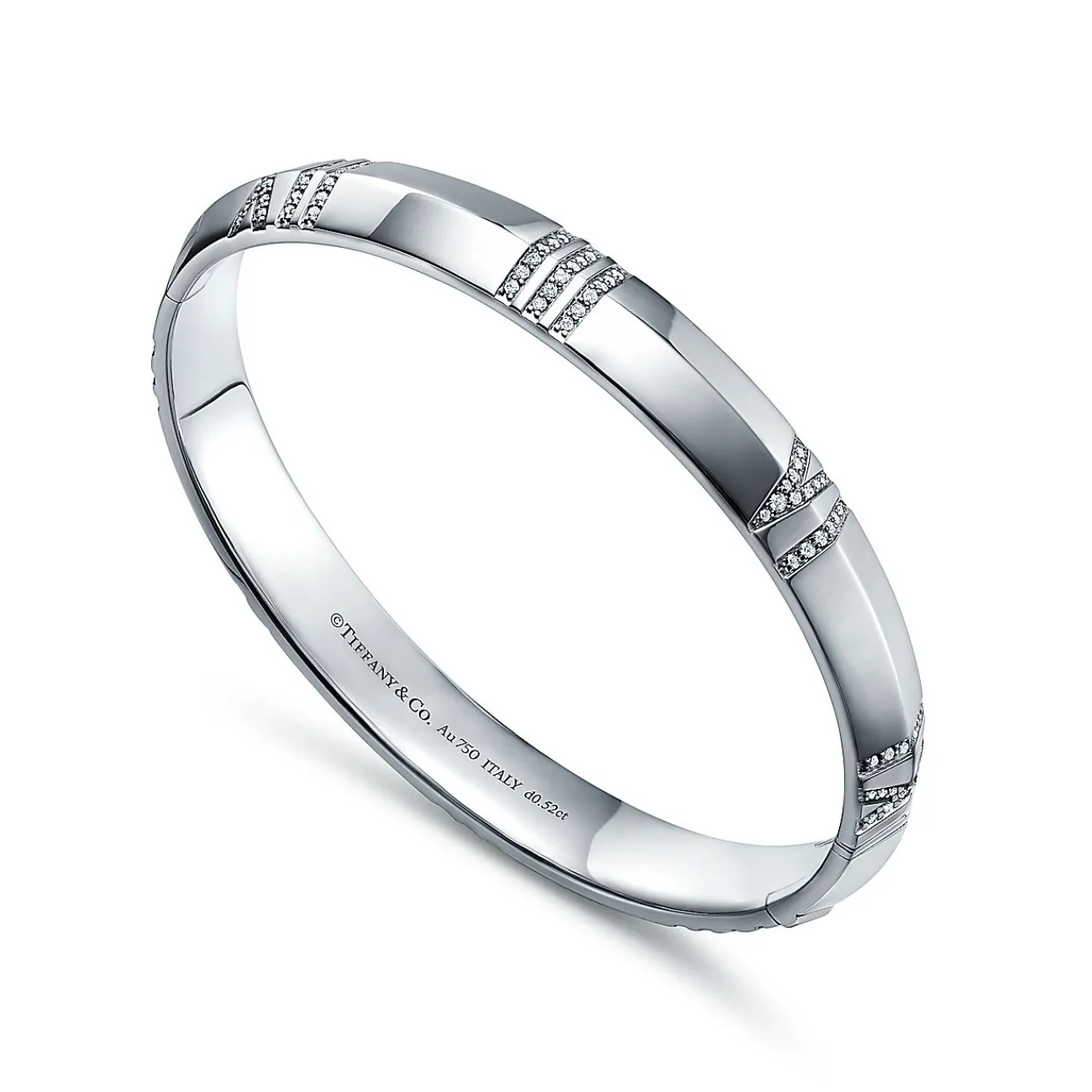 Tiffany & Co. Atlas® X Closed Wide Hinged Bangle in White Gold with Diamonds | ^ Bracelets|Men's Jewelry