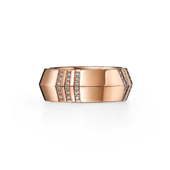 Tiffany & Co. Atlas® X Closed Wide Ring in Rose Gold with Diamonds, 7.5 mm Wide | ^ Rings|Men's Jewelry