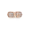 Tiffany & Co. Atlas® X Closed Wide Ring in Rose Gold with Pavé Diamonds, 7.5 mm Wide | ^ Rings|Rose Gold Jewelry