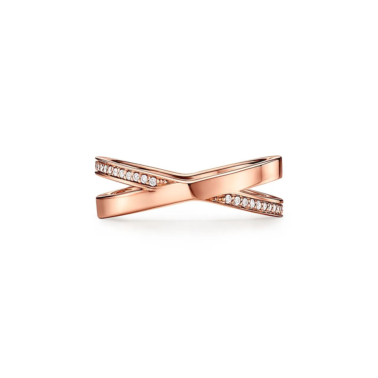 Tiffany & Co. Atlas® X Narrow Ring in Rose Gold with Diamonds | ^ Rings|Rose Gold Jewelry