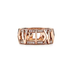 Tiffany & Co. Atlas® X Open Ring in Rose Gold with Diamonds, 8.8 mm Wide | ^ Rose Gold Jewelry|Diamond Jewelry