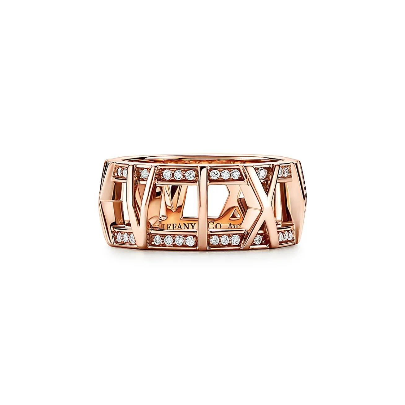 Tiffany & Co. Atlas® X Open Ring in Rose Gold with Diamonds, 8.8 mm Wide | ^ Rose Gold Jewelry|Diamond Jewelry