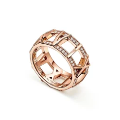Tiffany & Co. Atlas® X Open Ring in Rose Gold with Diamonds, 8.8 mm Wide | ^ Rose Gold Jewelry|Diamond Jewelry