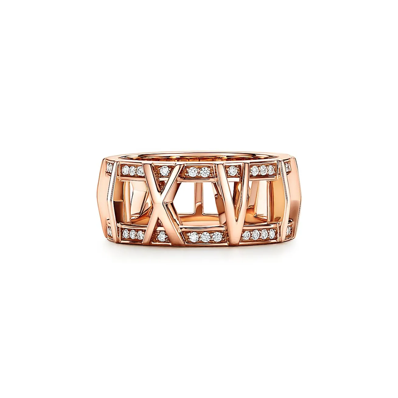 Tiffany & Co. Atlas® X Open Ring in Rose Gold with Diamonds, 8.8 mm Wide | ^ Rose Gold Jewelry|Diamond Jewelry