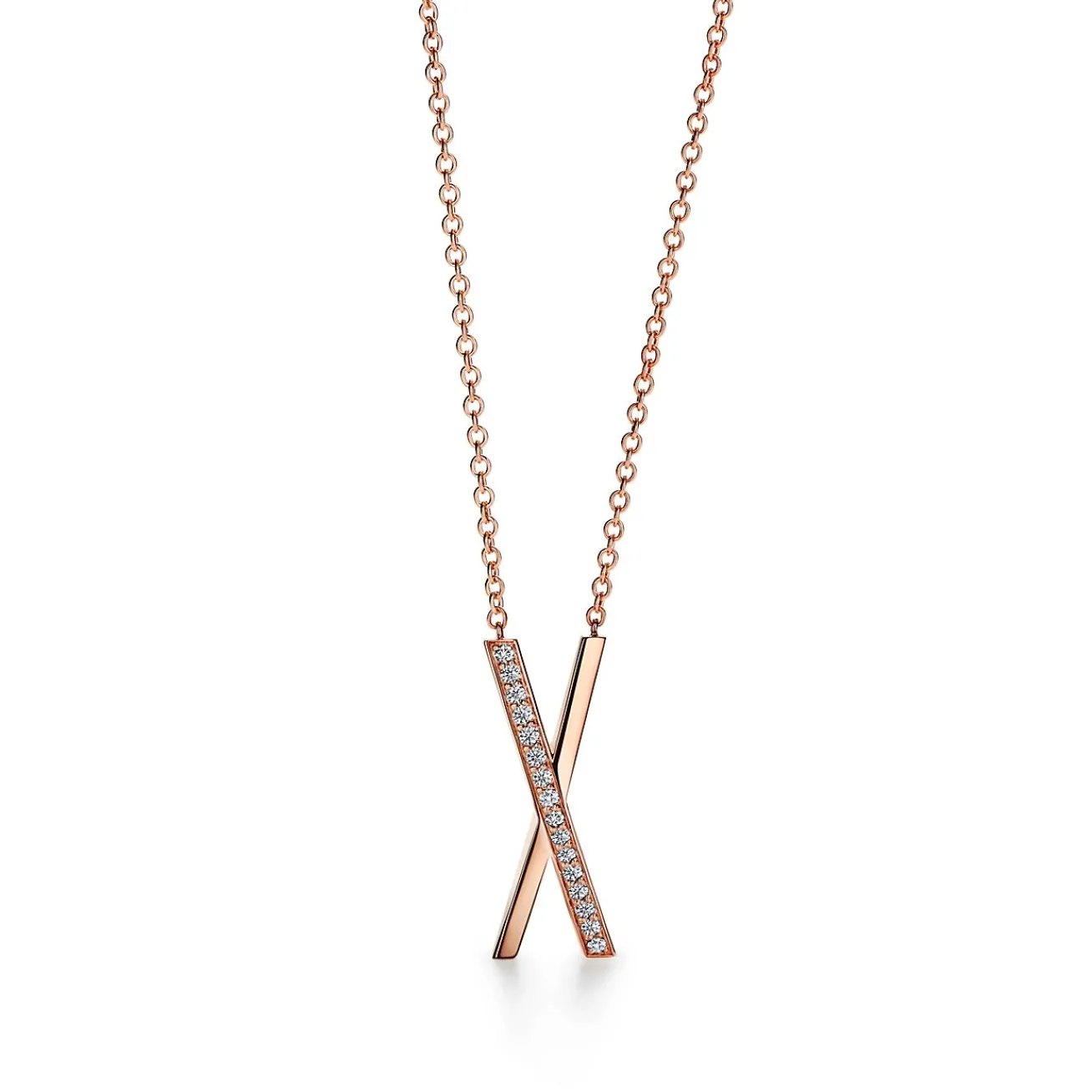 Tiffany & Co. Atlas® X Pendant in Rose Gold with Diamonds, Large | ^ Necklaces & Pendants|Men's Jewelry