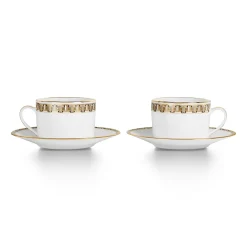 Tiffany & Co. Black Tiffany T True Cup and Saucer Set of Two, with Gold Rims | ^ Business Gifts|Tableware