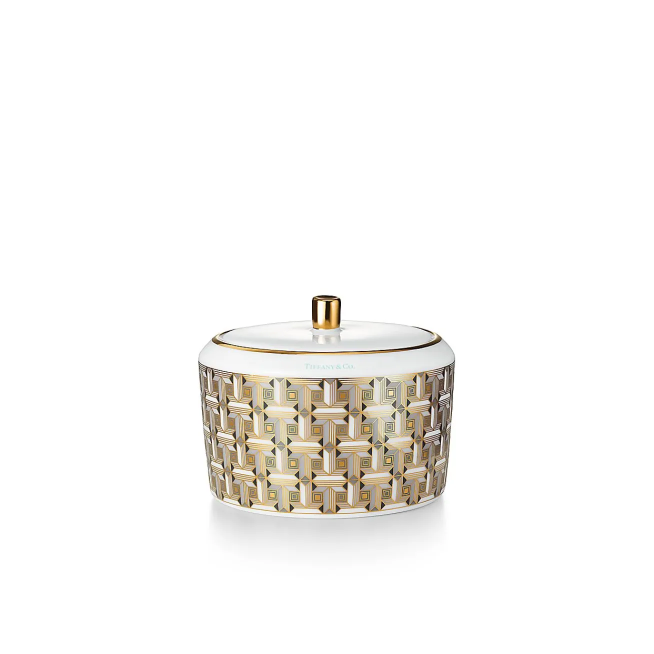 Tiffany & Co. Black Tiffany T True Sugar Bowl with a Hand-painted Gold Rim | ^ Tableware|Coffee & Tea