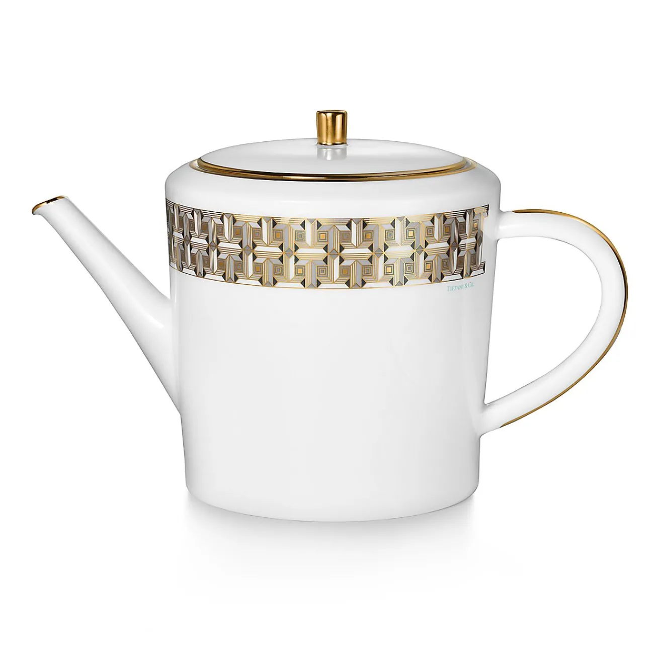 Tiffany & Co. Black Tiffany T True Teapot with a Hand-painted Gold Rim | ^ Tableware|Coffee & Tea