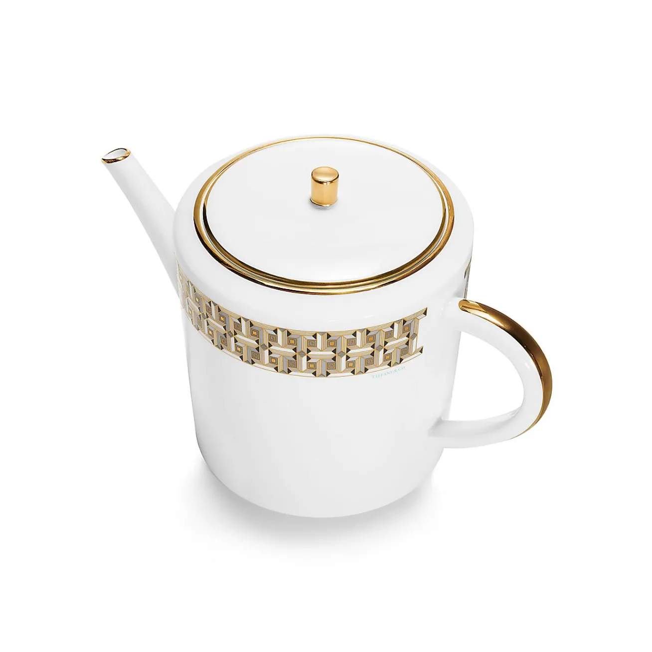 Tiffany & Co. Black Tiffany T True Teapot with a Hand-painted Gold Rim | ^ Tableware|Coffee & Tea