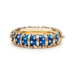 Tiffany & Co. Bracelet in Yellow Gold with Light Blue Enamel and Diamonds | ^ Bracelets|Gold Jewelry