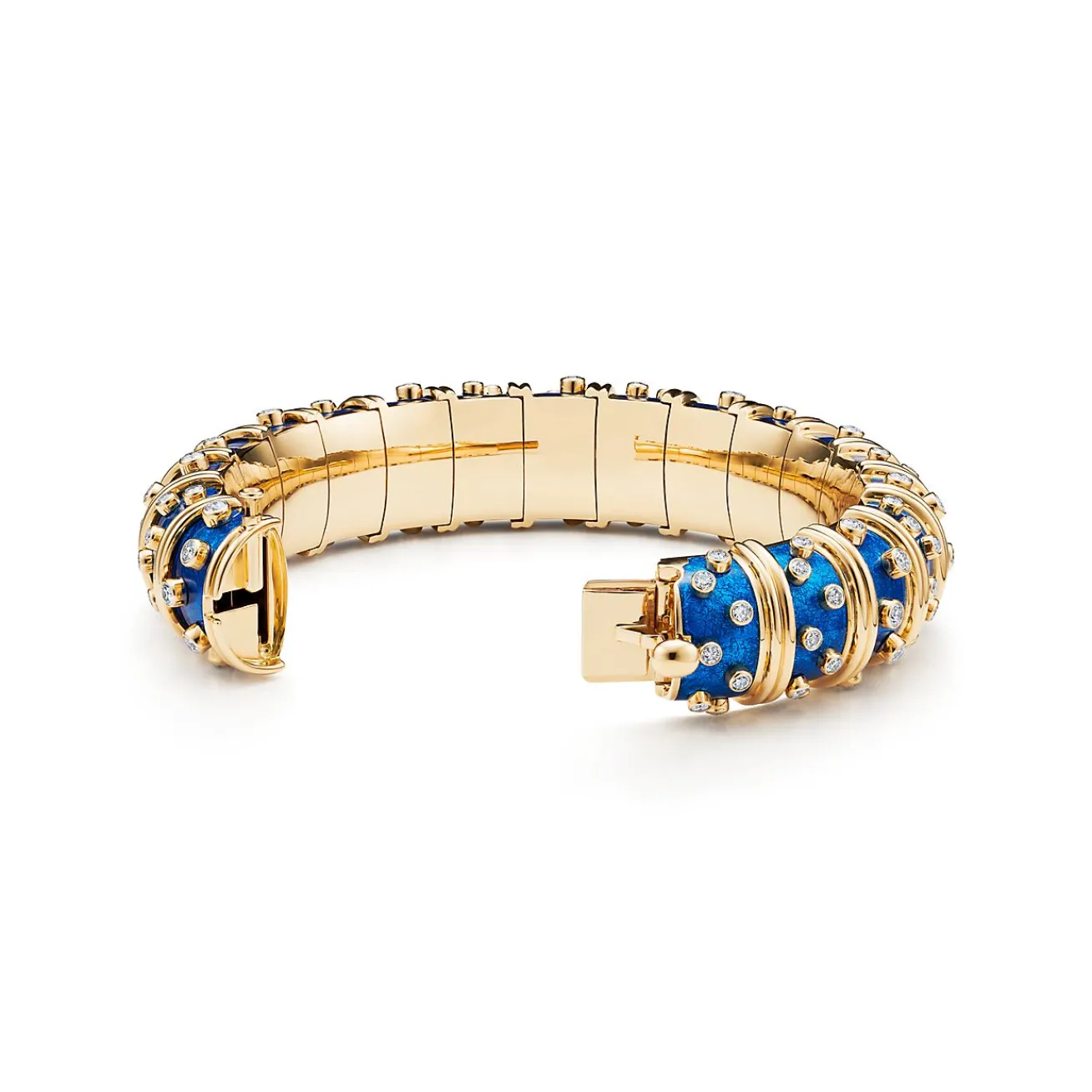 Tiffany & Co. Bracelet in Yellow Gold with Light Blue Enamel and Diamonds | ^ Bracelets|Gold Jewelry