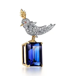 Tiffany & Co. Brooch in Gold and Platinum with a Tanzanite, Diamonds and a Pink Sapphire | ^ Brooches|Gold Jewelry