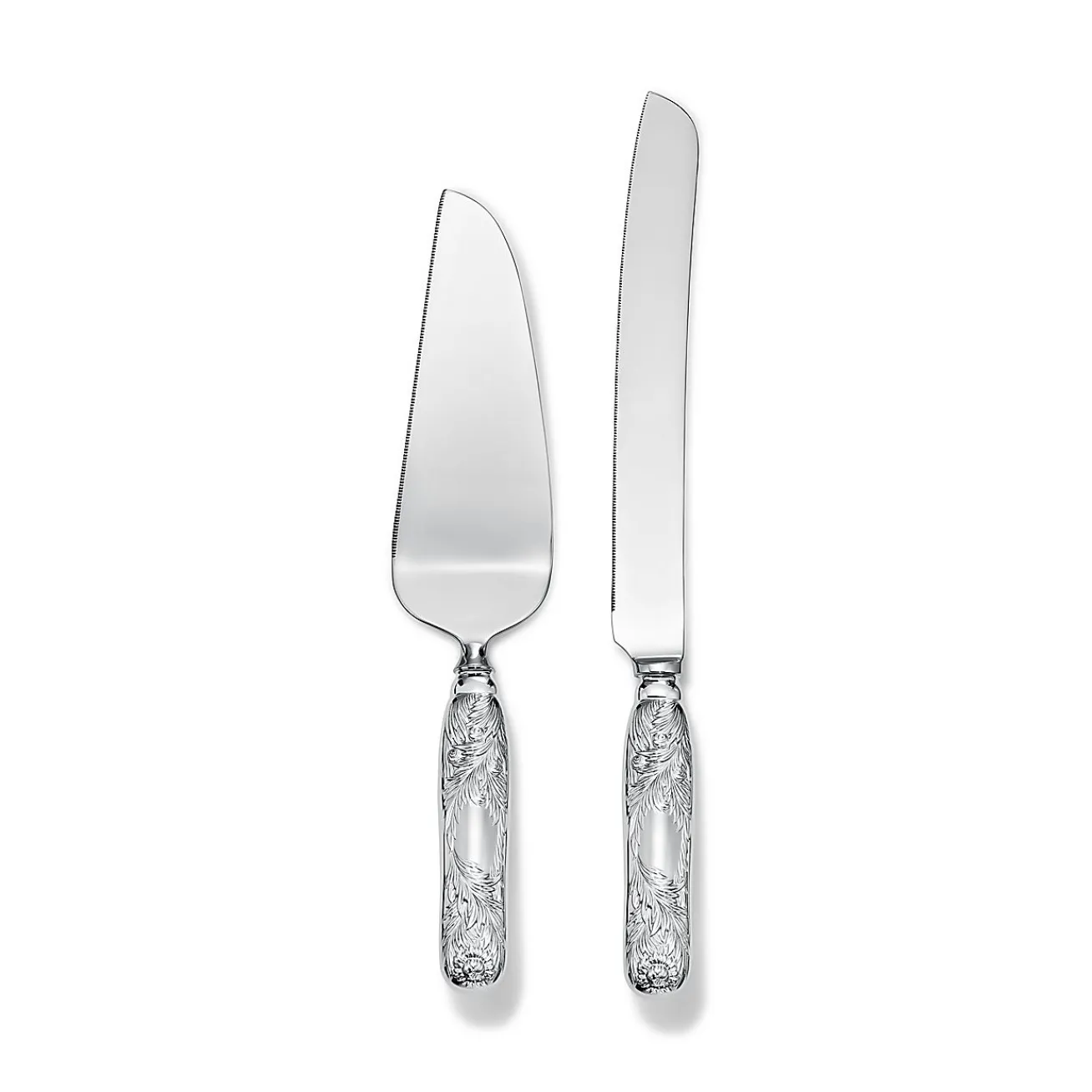 Tiffany & Co. Chrysanthemum cake knife and server in sterling silver. | ^ Tableware|Flatware & Trays