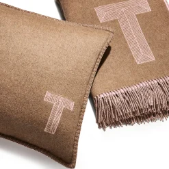 Tiffany & Co. Color Block Cushion in Beige and Morganite Pink Cashmere and Wool | ^ The Home|Housewarming Gifts