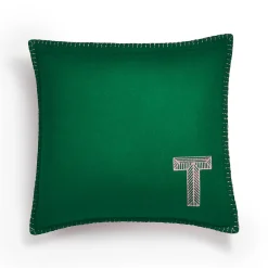 Tiffany & Co. Color Block Cushion in Emerald Green and Morganite Pink Cashmere and Wool | ^ The Home|Housewarming Gifts