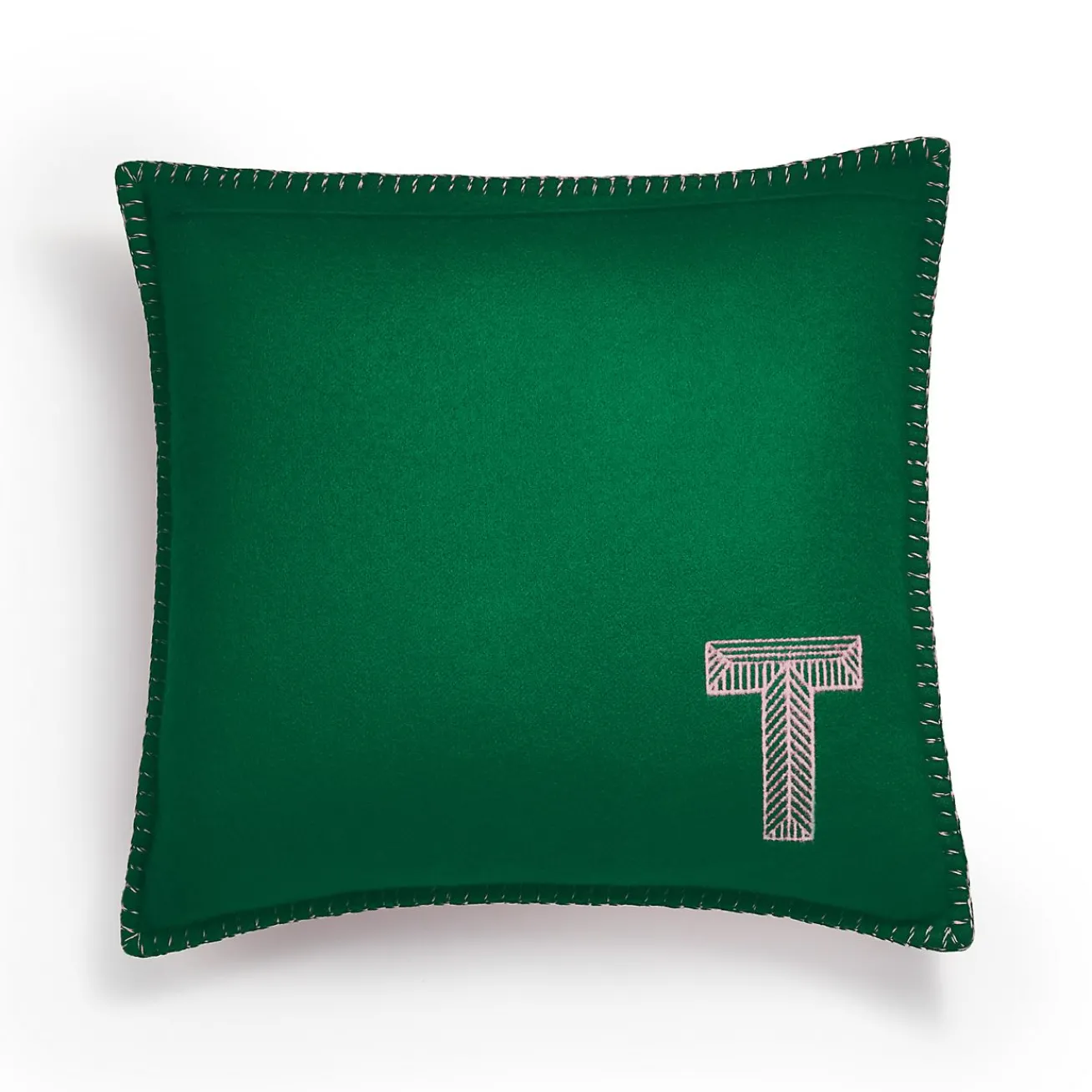 Tiffany & Co. Color Block Cushion in Emerald Green and Morganite Pink Cashmere and Wool | ^ The Home|Housewarming Gifts