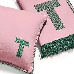 Tiffany & Co. Color Block Cushion in Emerald Green and Morganite Pink Cashmere and Wool | ^ The Home|Housewarming Gifts