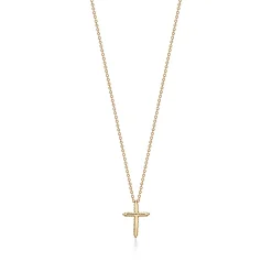 Tiffany & Co. Cross pendant in 18k gold with diamonds, mini. | ^ Necklaces & Pendants|Gold Jewelry