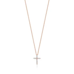 Tiffany & Co. Cross pendant in 18k rose gold with diamonds, mini. | ^ Necklaces & Pendants|Rose Gold Jewelry