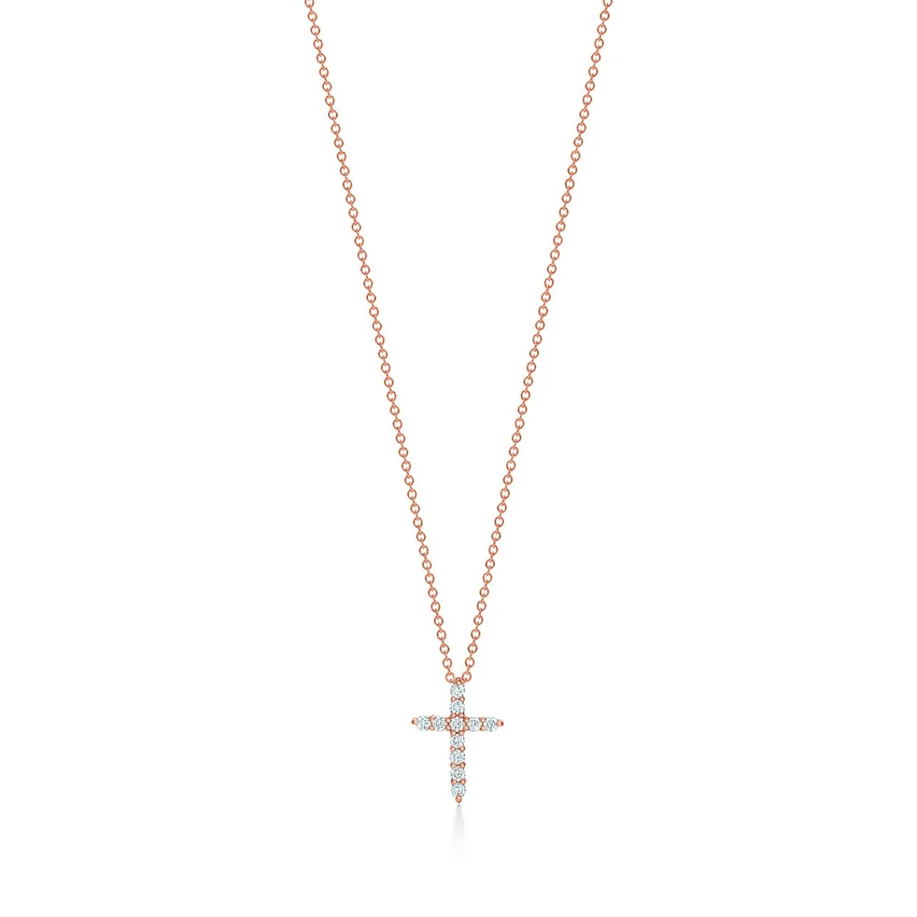 Tiffany & Co. Cross pendant in 18k rose gold with diamonds, mini. | ^ Necklaces & Pendants|Rose Gold Jewelry