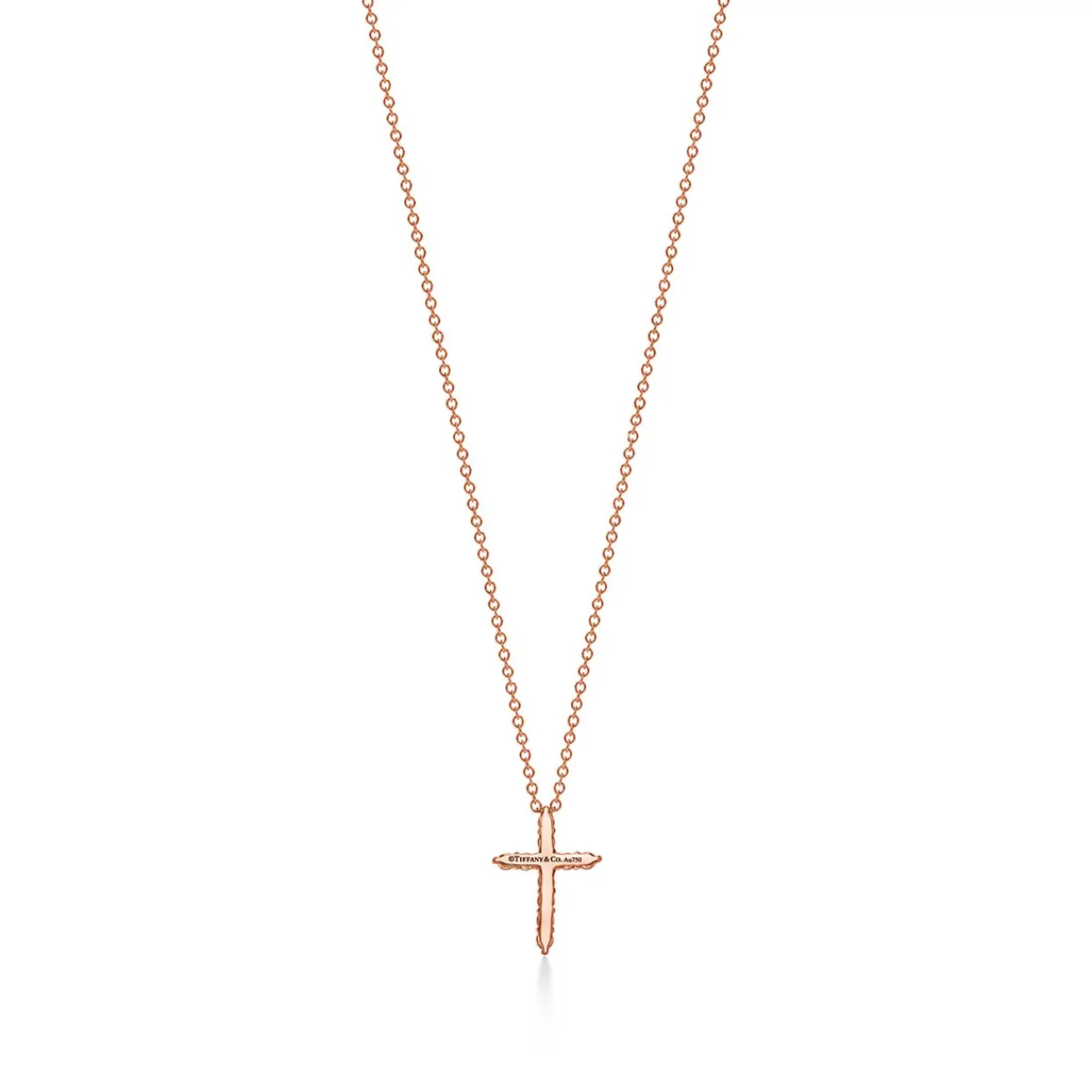 Tiffany & Co. Cross pendant in 18k rose gold with diamonds, mini. | ^ Necklaces & Pendants|Rose Gold Jewelry