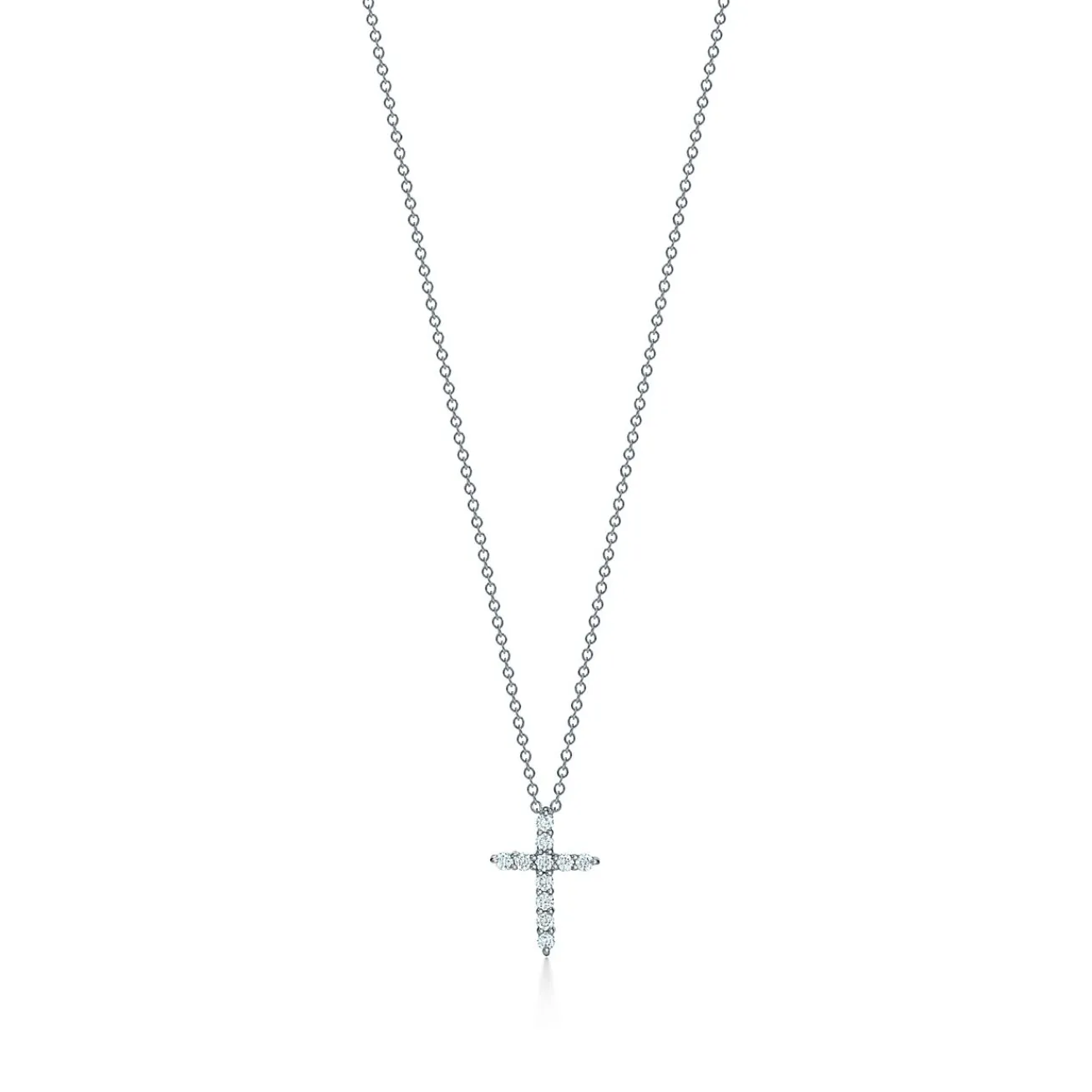 Tiffany & Co. Cross pendant in platinum with diamonds, mini. | ^ Necklaces & Pendants|Platinum Jewelry