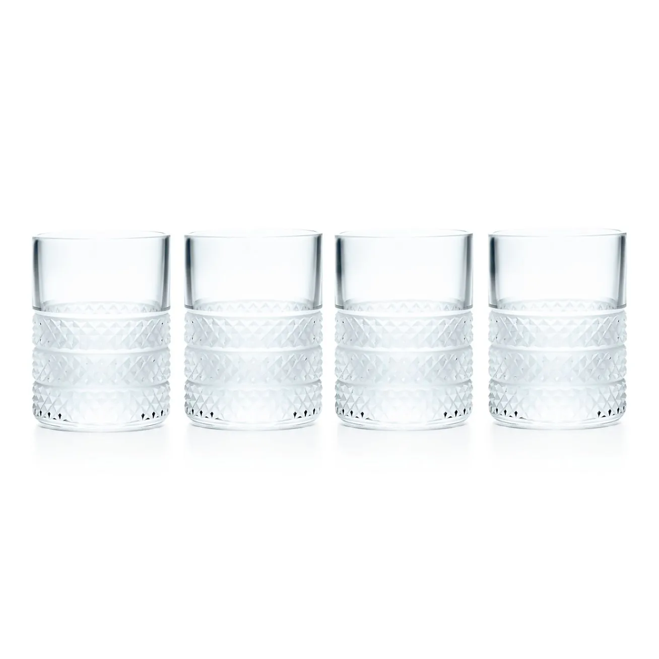Tiffany & Co. Diamond Point shot glasses in clear crystal glass, set of four. | ^ The Home|Housewarming Gifts
