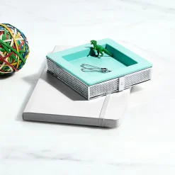 Tiffany & Co. Diamond Point square dish in Tiffany Blue® porcelain and sterling silver. | ^ Tiffany Blue® Gifts|Business Gifts