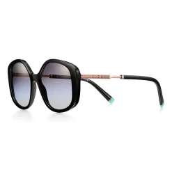 Tiffany & Co. Diamond Point Sunglasses in Black Acetate with Gradient Gray Lenses | ^ Sunglasses