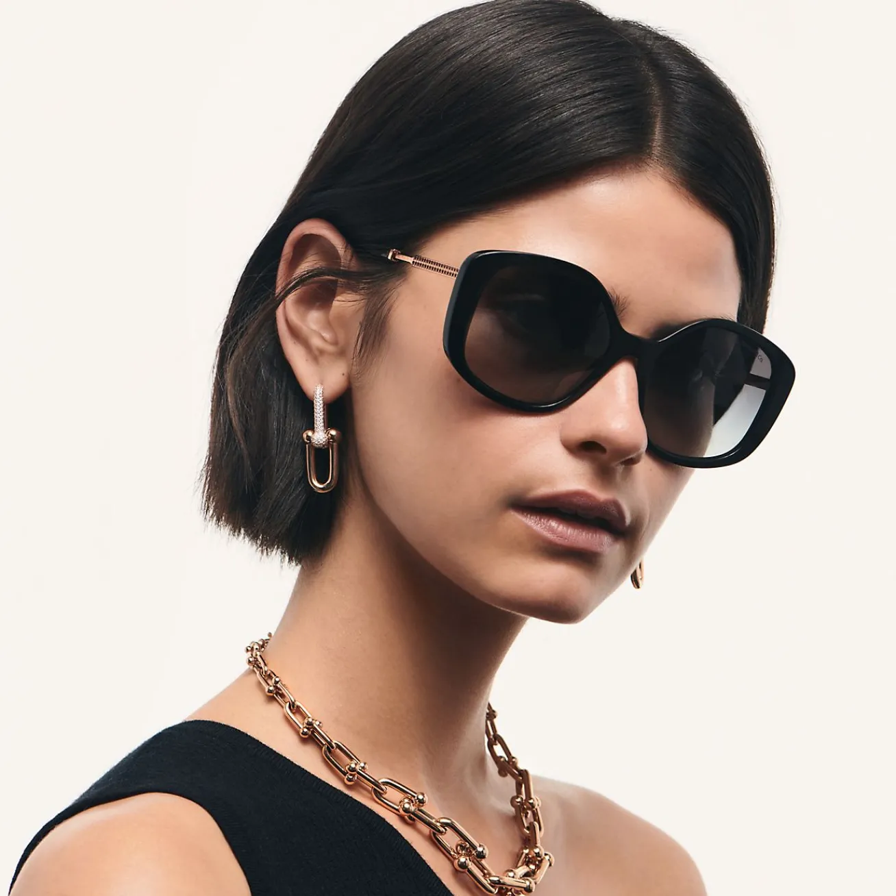 Tiffany & Co. Diamond Point Sunglasses in Black Acetate with Gradient Gray Lenses | ^ Sunglasses