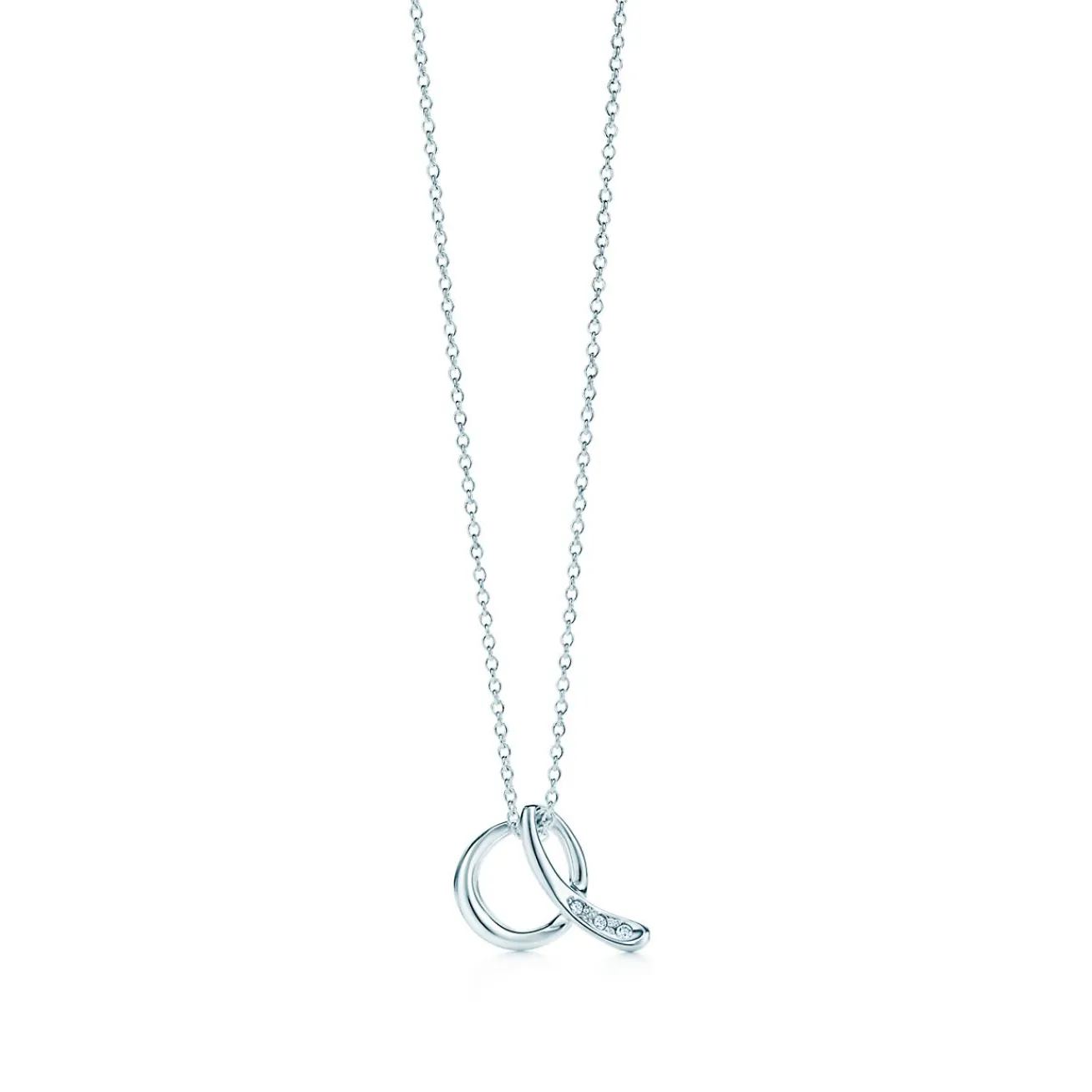 Tiffany & Co. Elsa Peretti® Alphabet Letter A Pendant in Silver with Diamonds, Small | ^ Necklaces & Pendants|Sterling Silver Jewelry