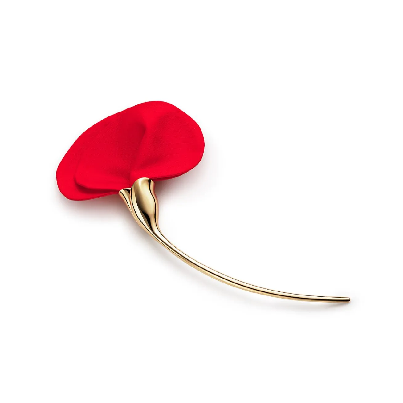 Tiffany & Co. Elsa Peretti® Amapola brooch in 18k gold with red silk. | ^ Brooches|Gold Jewelry