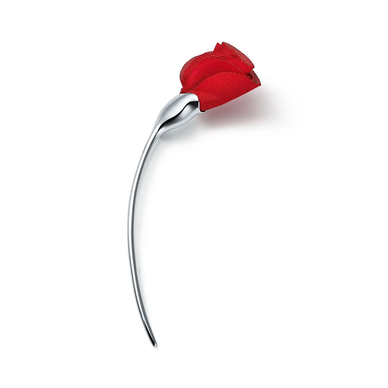 Tiffany & Co. Elsa Peretti® Amapola brooch in sterling silver with red silk, small. | ^ Brooches|Sterling Silver Jewelry