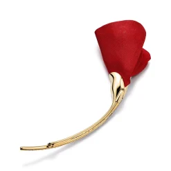 Tiffany & Co. Elsa Peretti® Amapola Brooch in Yellow Gold with Diamonds and Red Silk | ^ Brooches|Elsa Peretti®