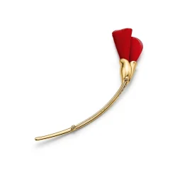 Tiffany & Co. Elsa Peretti® Amapola Brooch in Yellow Gold with Red Silk | ^ Brooches