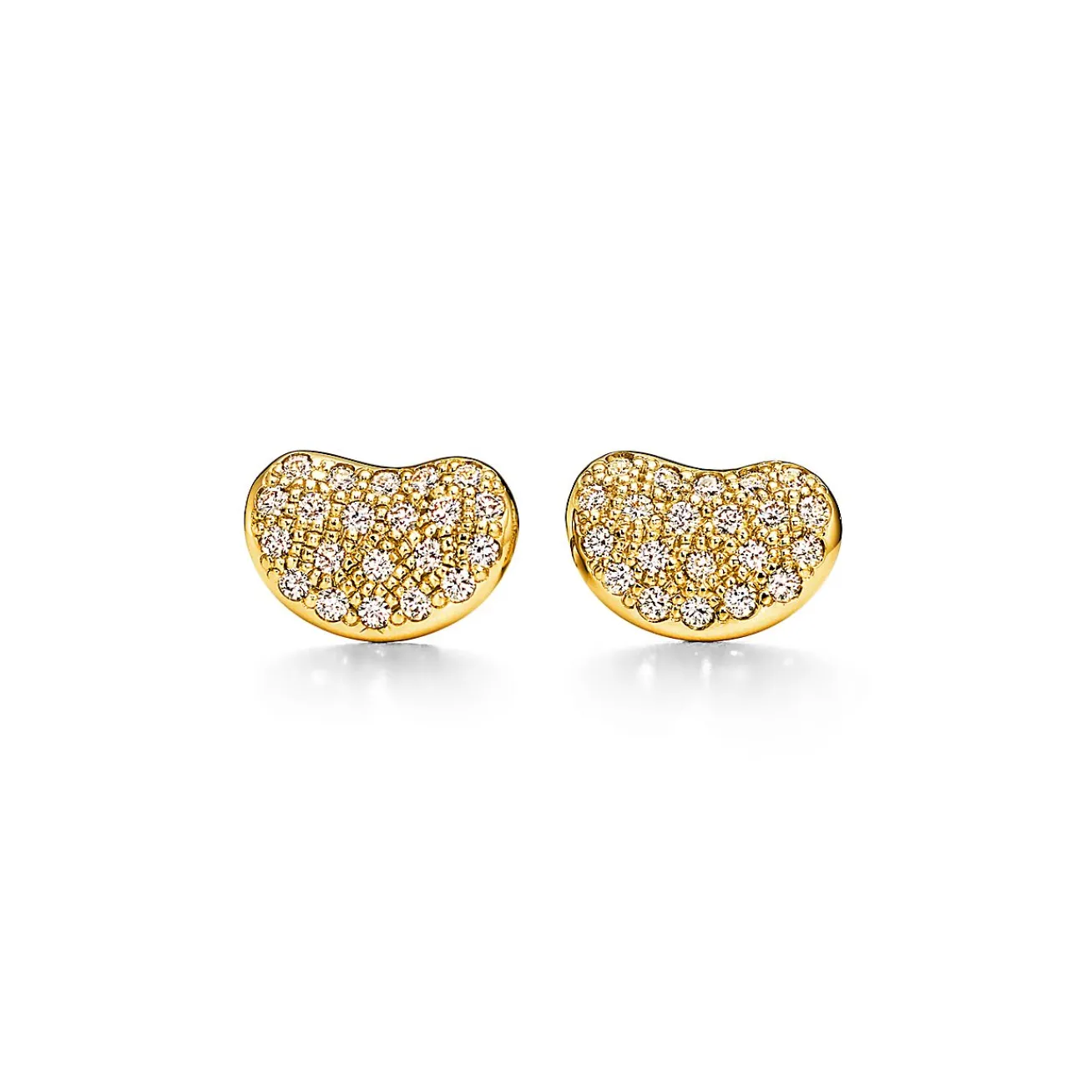 Tiffany & Co. Elsa Peretti® Bean® design Earrings in Yellow Gold with Pavé Diamonds, 9 mm | ^ Earrings|Gold Jewelry