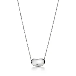 Tiffany & Co. Elsa Peretti® Bean® design Pendant in Platinum with Pavé Diamonds, 18 mm | ^ Necklaces & Pendants|Platinum Jewelry