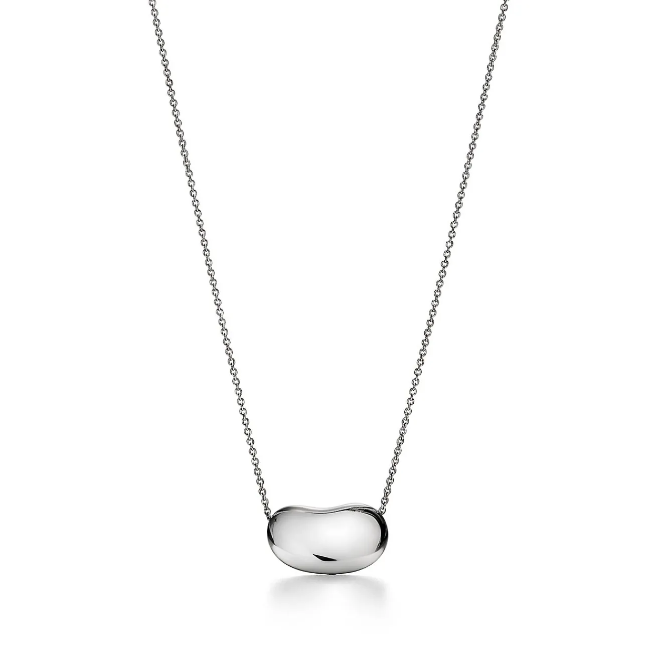 Tiffany & Co. Elsa Peretti® Bean® design Pendant in Platinum with Pavé Diamonds, 18 mm | ^ Necklaces & Pendants|Platinum Jewelry
