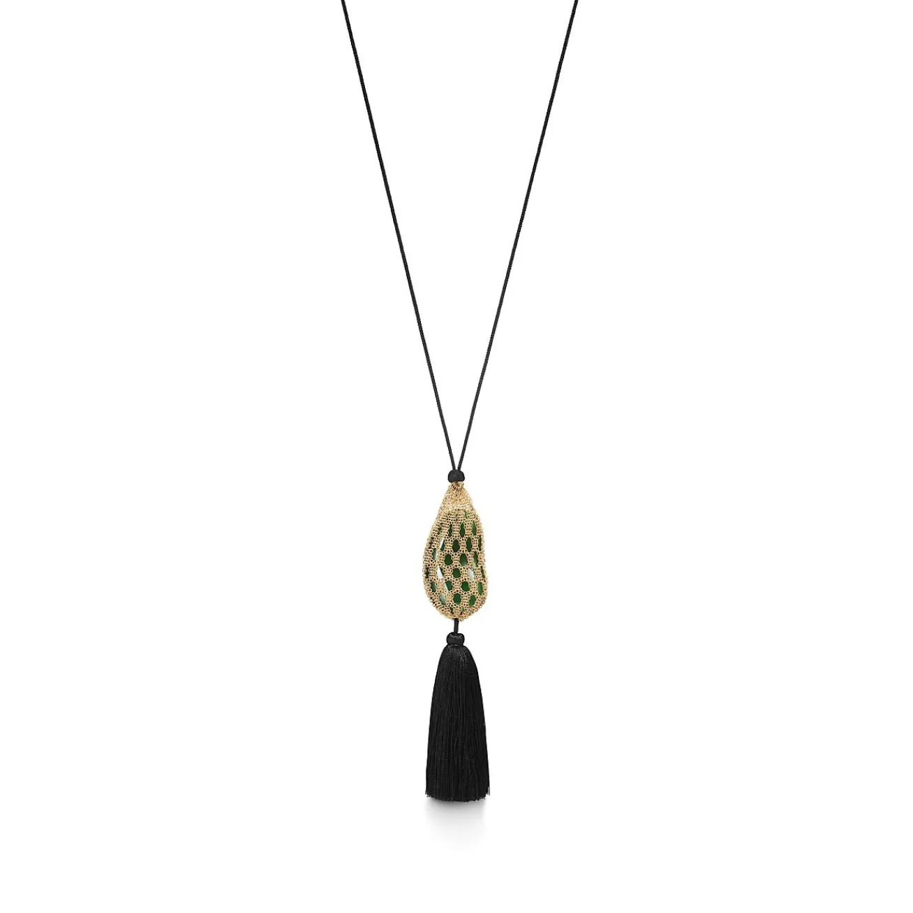 Tiffany & Co. Elsa Peretti® Bean® design Necklace of Green Jade with Yellow Gold, 29 x 50 mm | ^ Necklaces & Pendants|Gold Jewelry