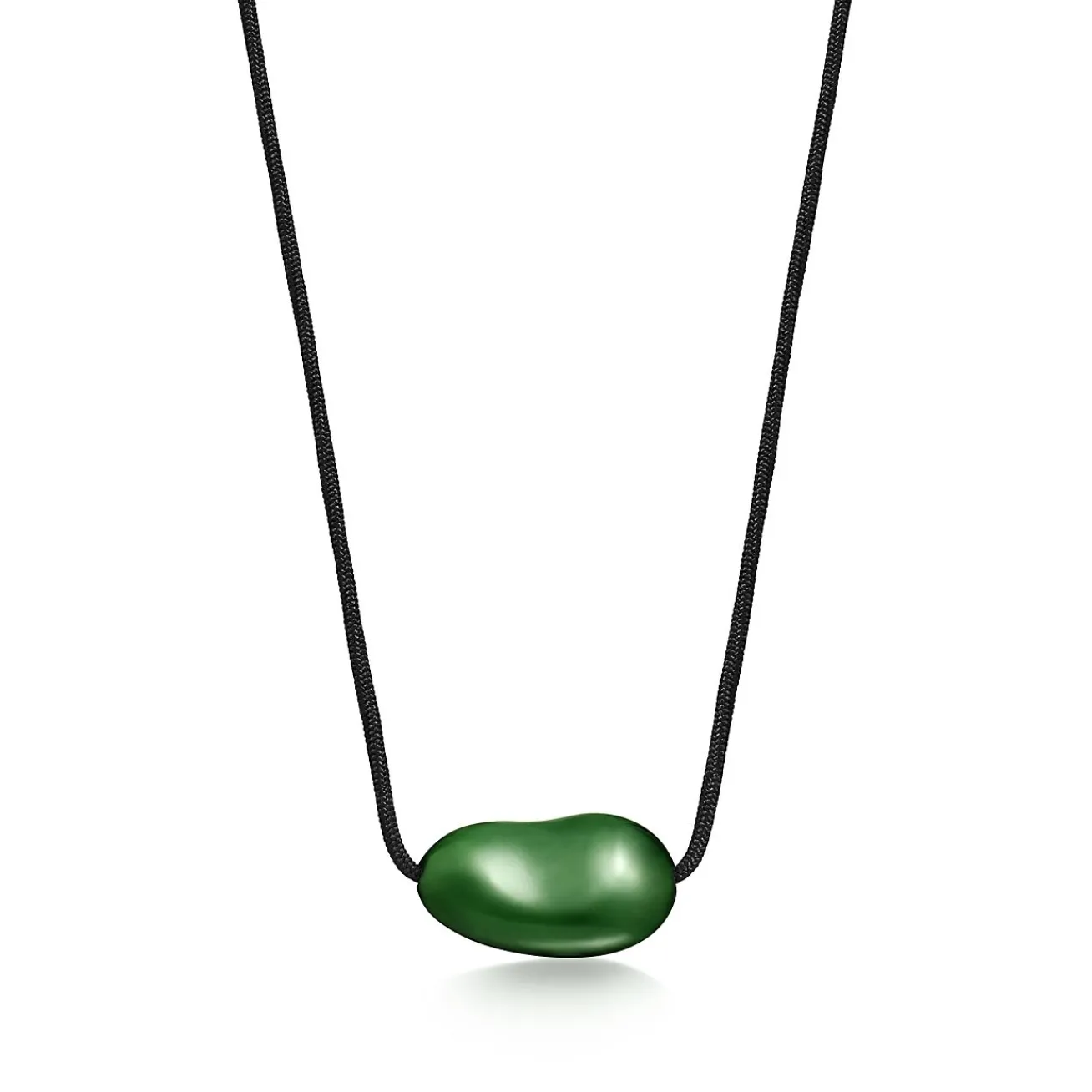 Tiffany & Co. Elsa Peretti® Bean® design Pendant with Green Jade, 29 x 50 mm | ^ Necklaces & Pendants|Colored Gemstone Jewelry