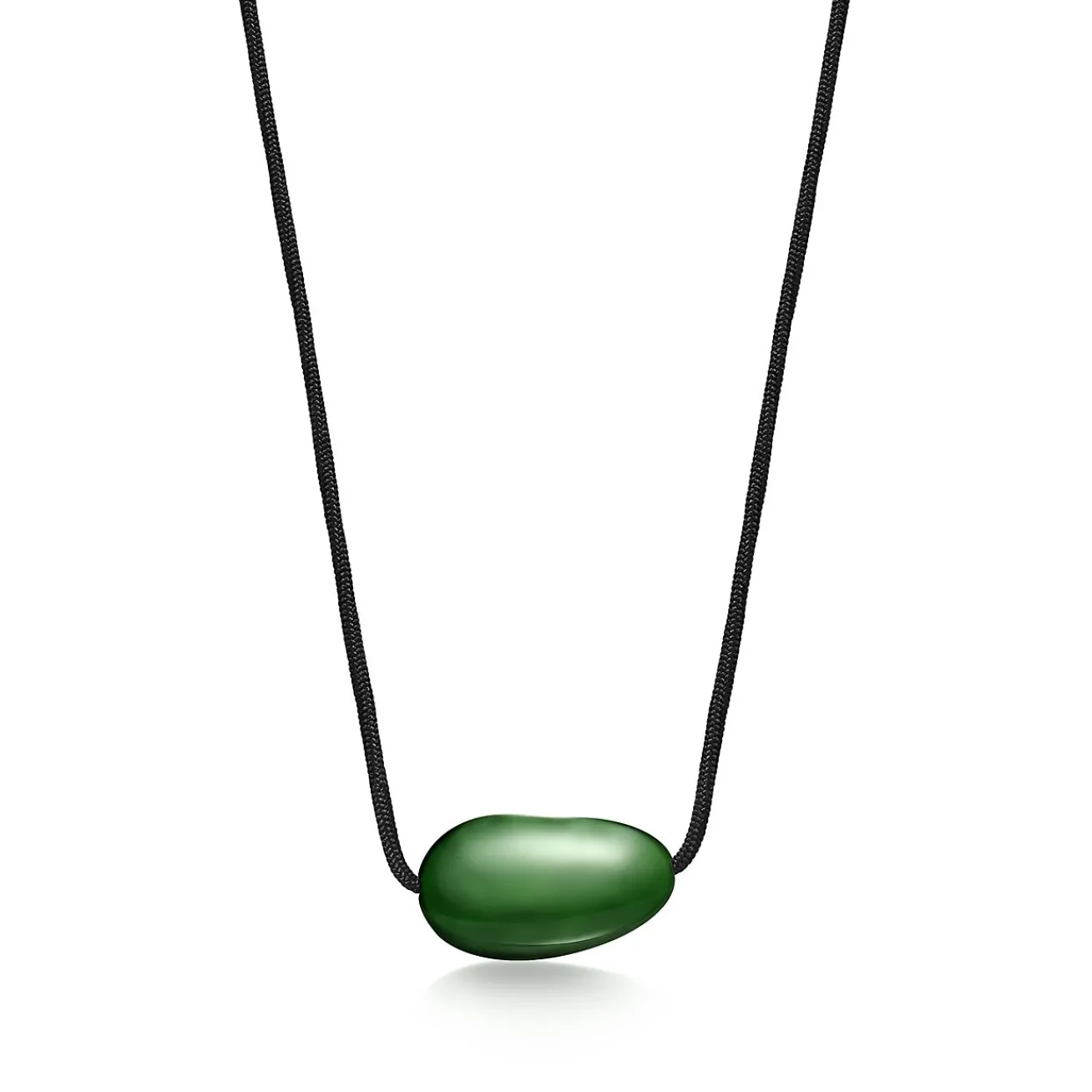 Tiffany & Co. Elsa Peretti® Bean® design Pendant with Green Jade, 29 x 50 mm | ^ Necklaces & Pendants|Colored Gemstone Jewelry