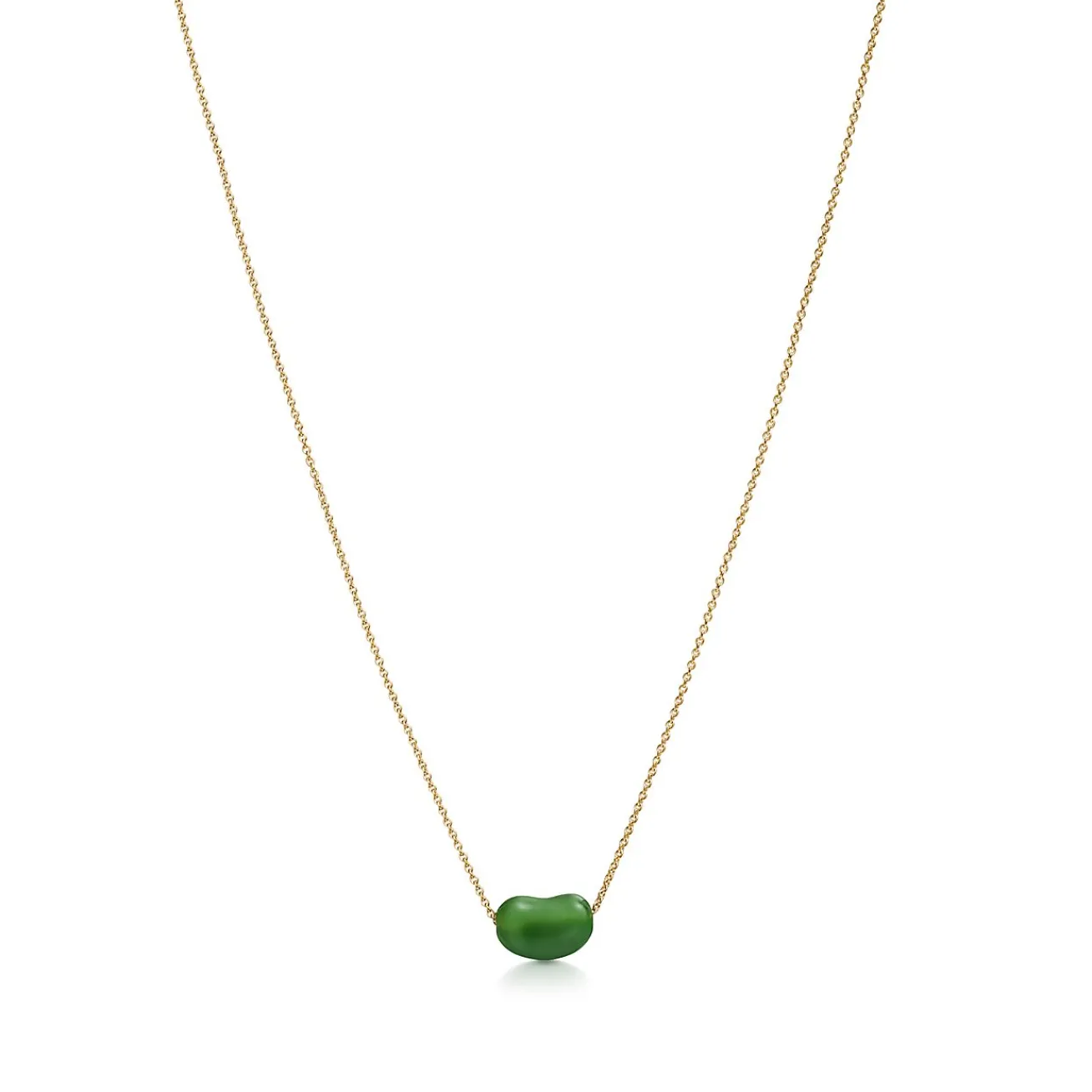 Tiffany & Co. Elsa Peretti® Bean® design Pendant in Yellow Gold with Green Jade, 9 mm | ^ Necklaces & Pendants|Gold Jewelry