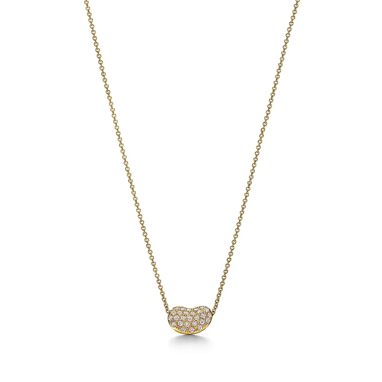 Tiffany & Co. Elsa Peretti® Bean® design Pendant in Yellow Gold with Pavé Diamonds, 12 mm | ^ Necklaces & Pendants|Gold Jewelry