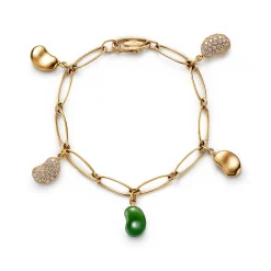 Tiffany & Co. Elsa Peretti® Bean® design Bracelet in Yellow Gold with Diamonds and Green Jade | ^ Bracelets|Gold Jewelry
