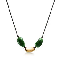 Tiffany & Co. Elsa Peretti® Bean® design Necklace in Yellow Gold with Green Jade, 29 x 50 mm | ^ Necklaces & Pendants|Gold Jewelry